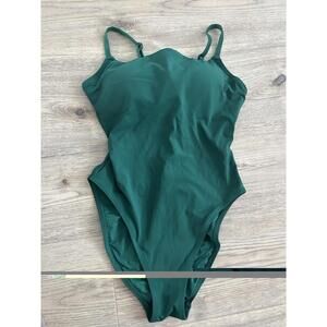 Robin Piccone Green Lace Up Tie Back One Piece Swimsuit Sz 10